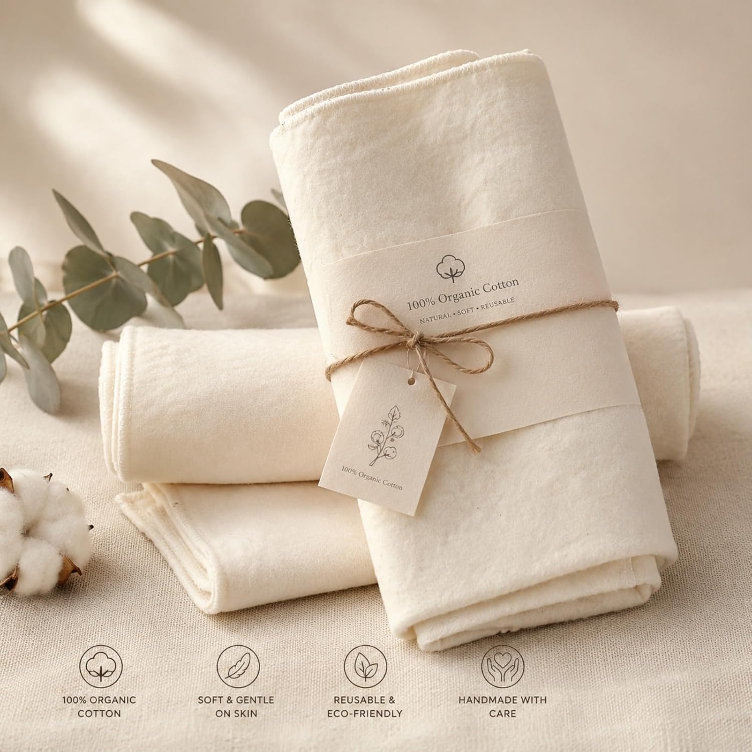 Thumbnail 5 de 2 Pcs Organic Cotton Flannel for Castor Oil Pack Wrap