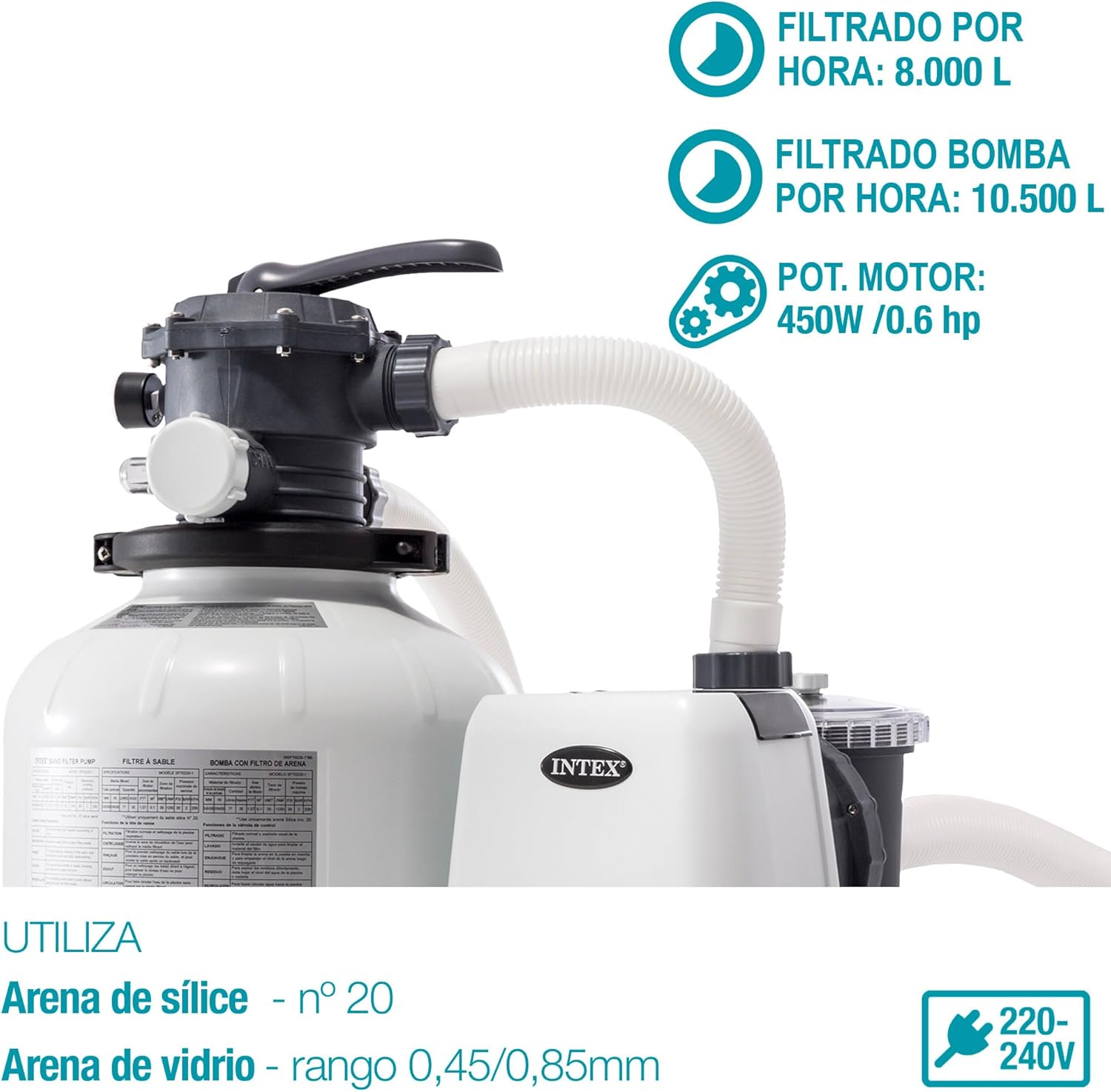 Thumbnail 3 de Intex 55227 Depuradora de Arena Krystal Clear 10,500 L/h 💧