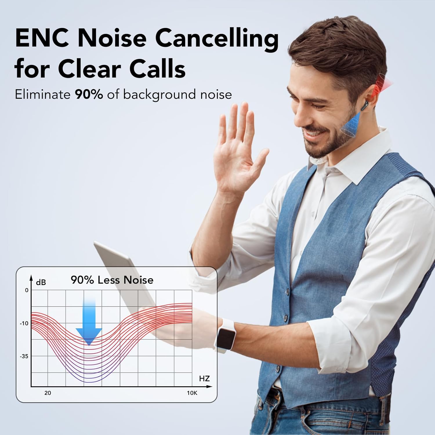 Thumbnail 3 de 2026 New Wireless Earbuds with Bluetooth 5.4, 4-Mic ENC and Dual LED Battery Display