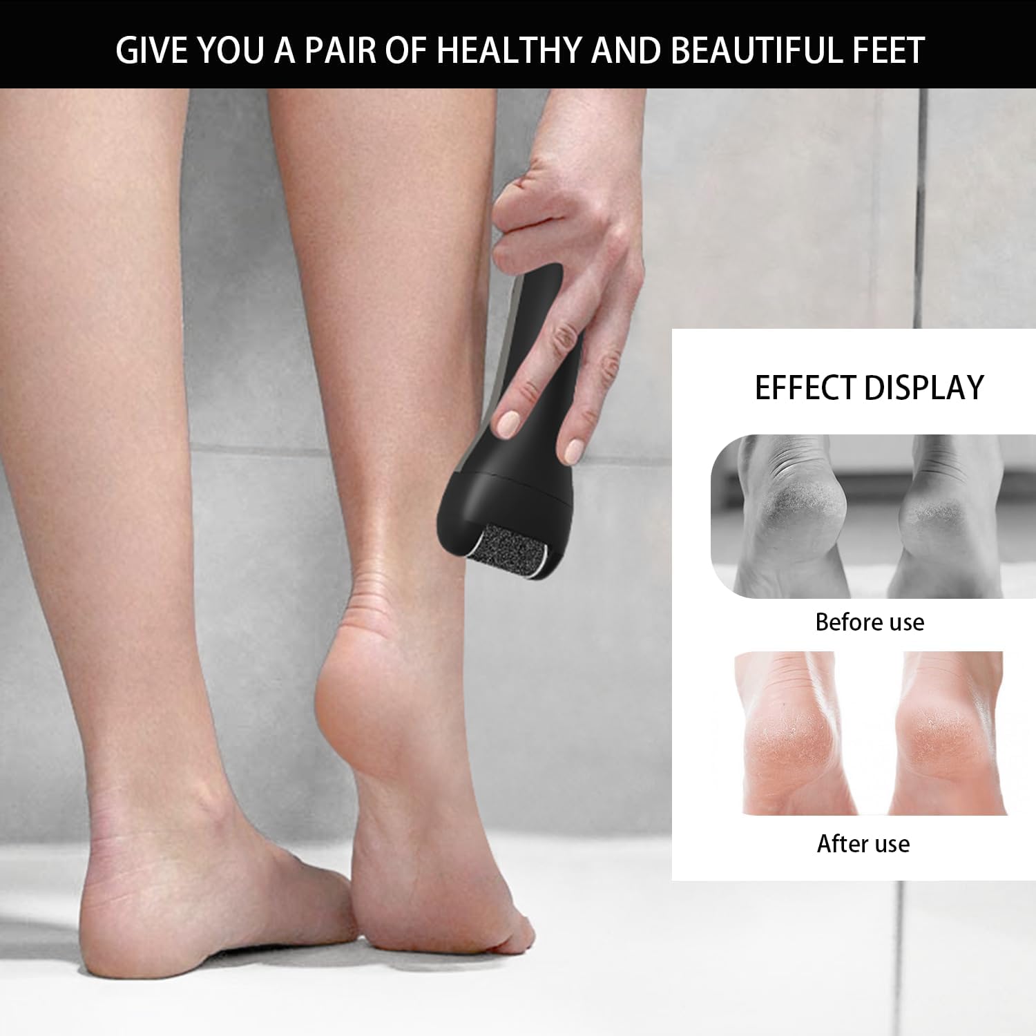Thumbnail 4 de Jooayou Electric Foot File: USB Rechargeable Callus Remover with LED Spotlight and 3 Pumice Stone Rollers