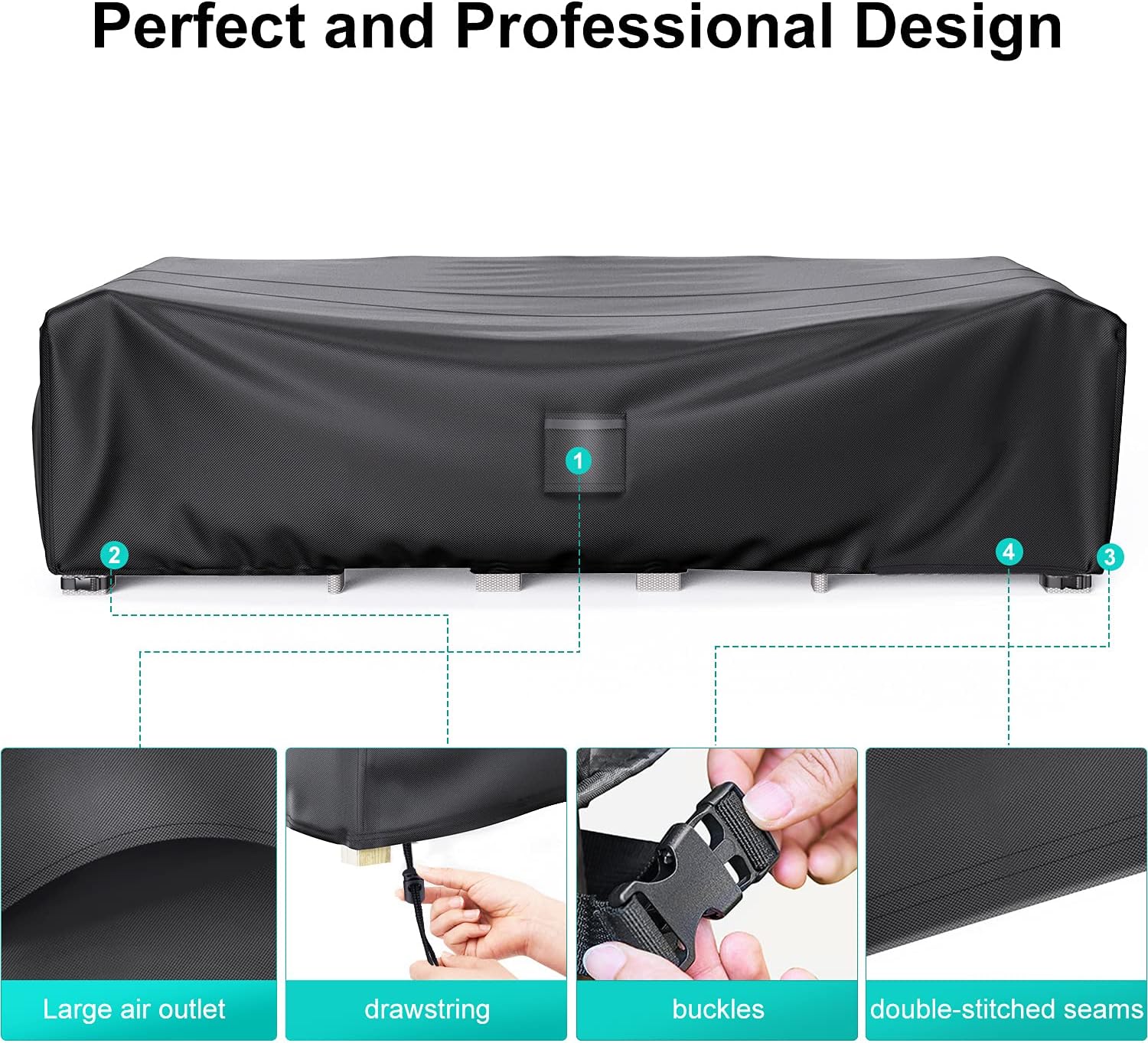 Detalle 1 de BROSYDA BSD-059 Outdoor Patio Furniture Cover, 108"L × 82"W × 28"H