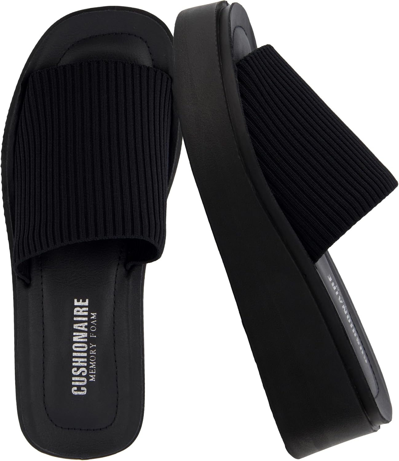 Detalle de CUSHIONAIRE Pim Wedge Chunky Platform Women’s Sandals with Firm Knit Upper