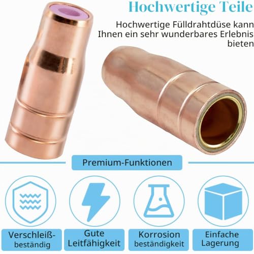Detalle de EATBALE Fülldrahtdüse 14/15AK MIG/MAG Ersatzteile – Verschleißteil mit Keramikring, 4 Stück
