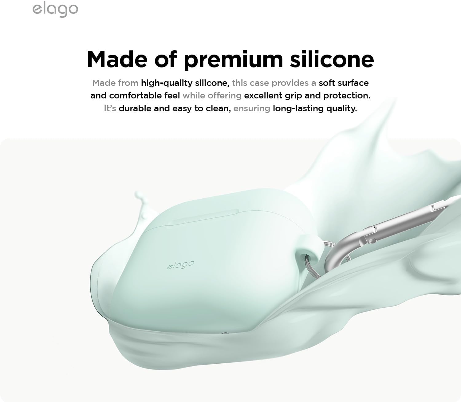 Detalle de elago EAP4SC-HANG-MT Silicone Case for AirPods 4 & 5, Mint