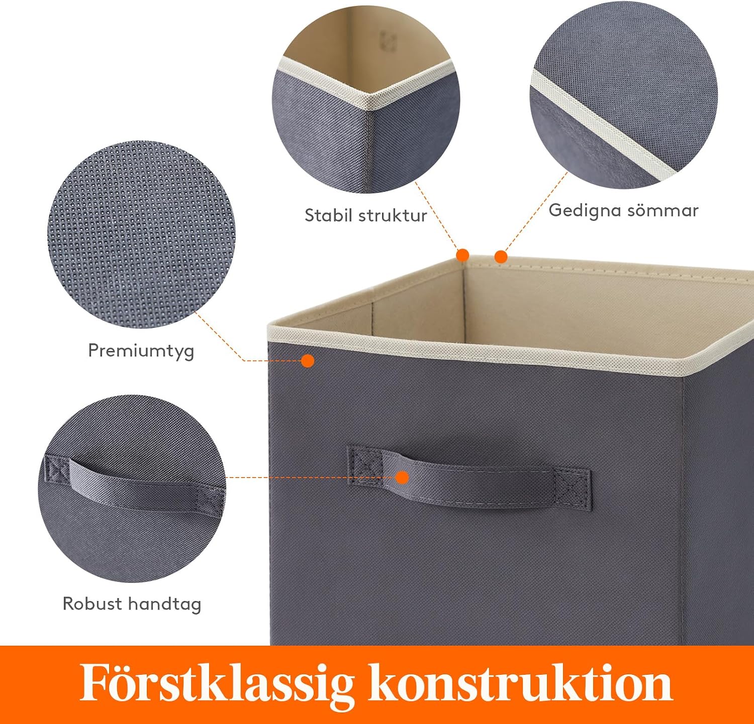 Detalle de Lifewit 23075 hopfällbara förvaringskuber, 12-pack, grå, 33 x 33 x 33 cm