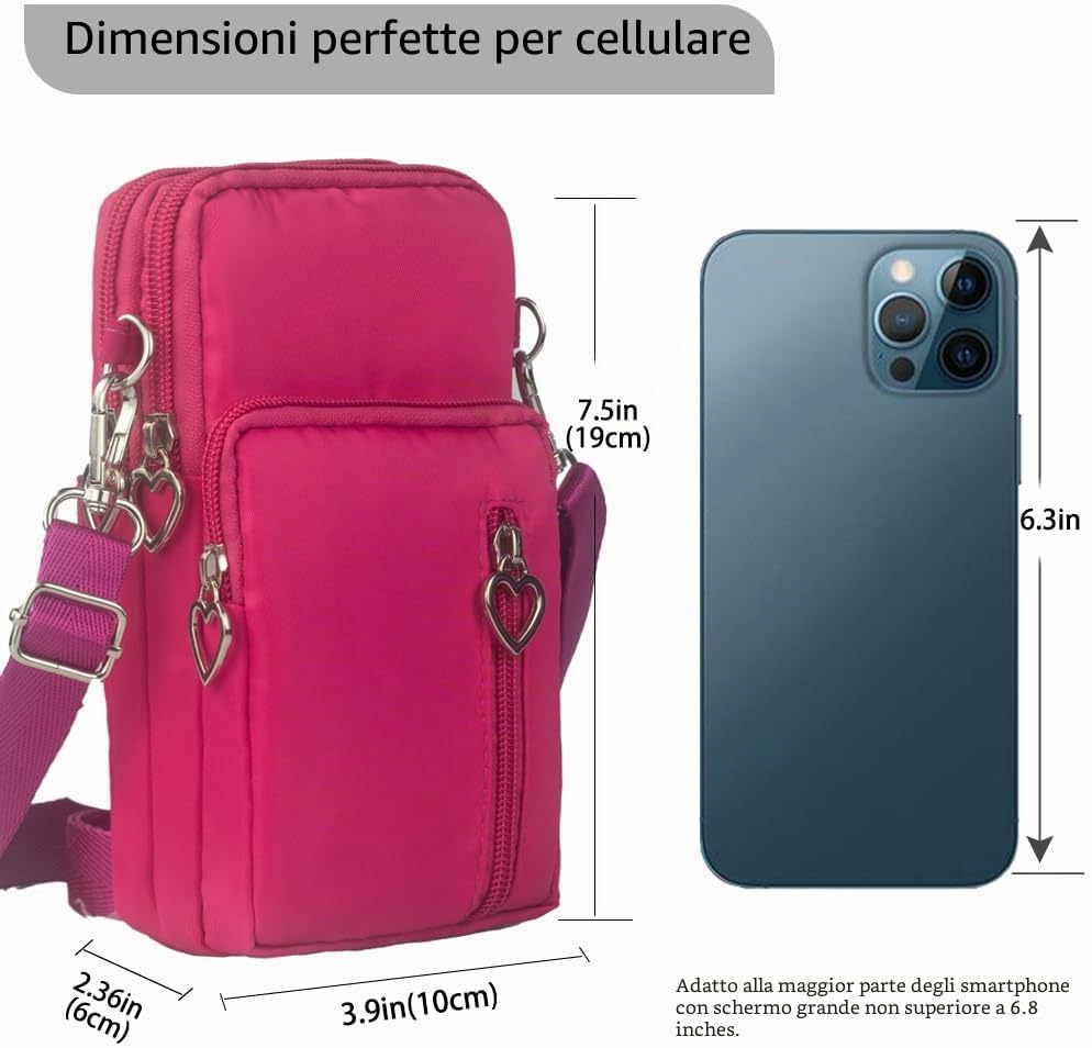 Detalle de JANKS Piccole Borse Crossbody per Donne: borsa a tracolla mini, resistente nylon e tasche organizzate