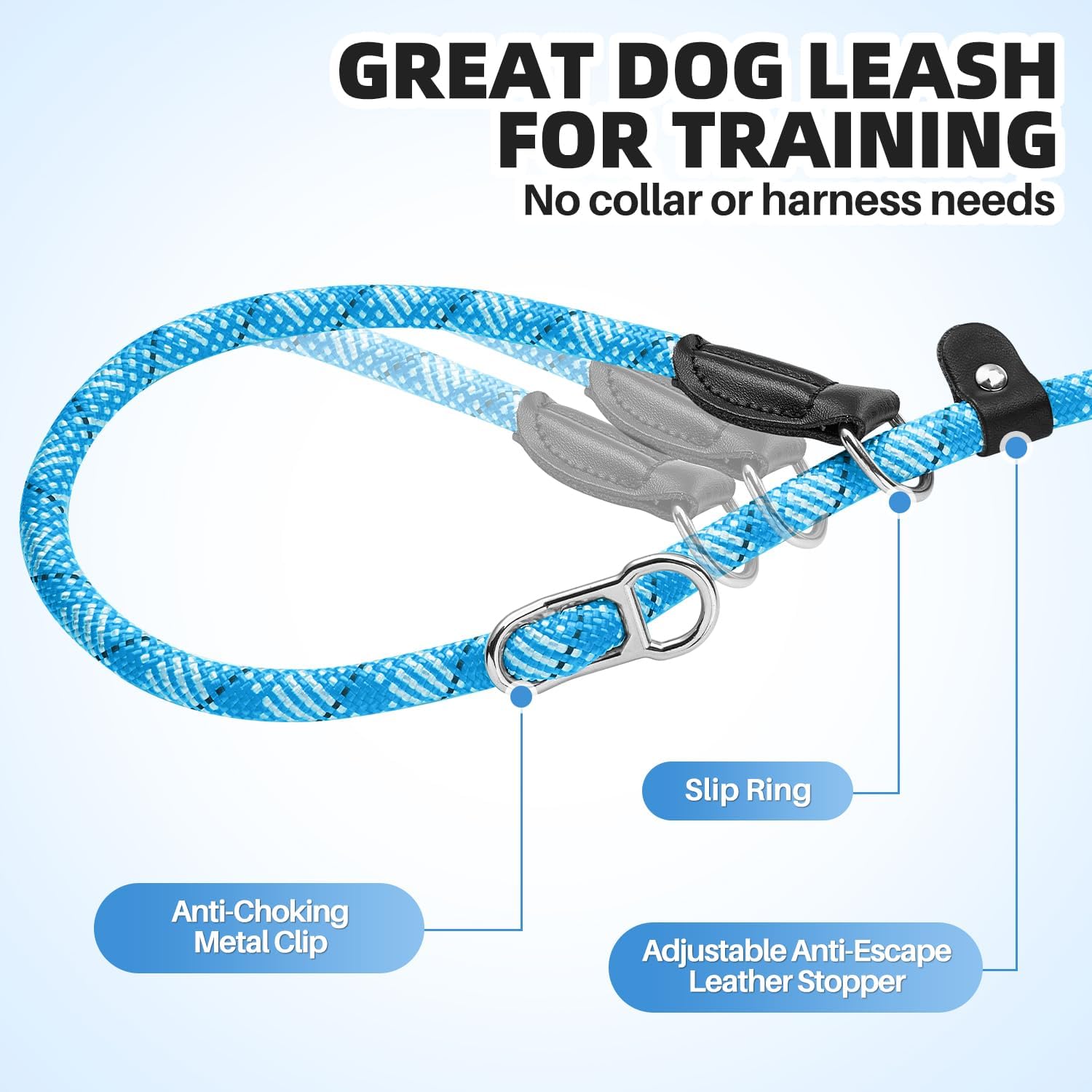 Thumbnail 1 de Eyein Slip Lead for Dogs – Adjustable No-Tangle Training Leash (1.2–1.8m) in Blue
