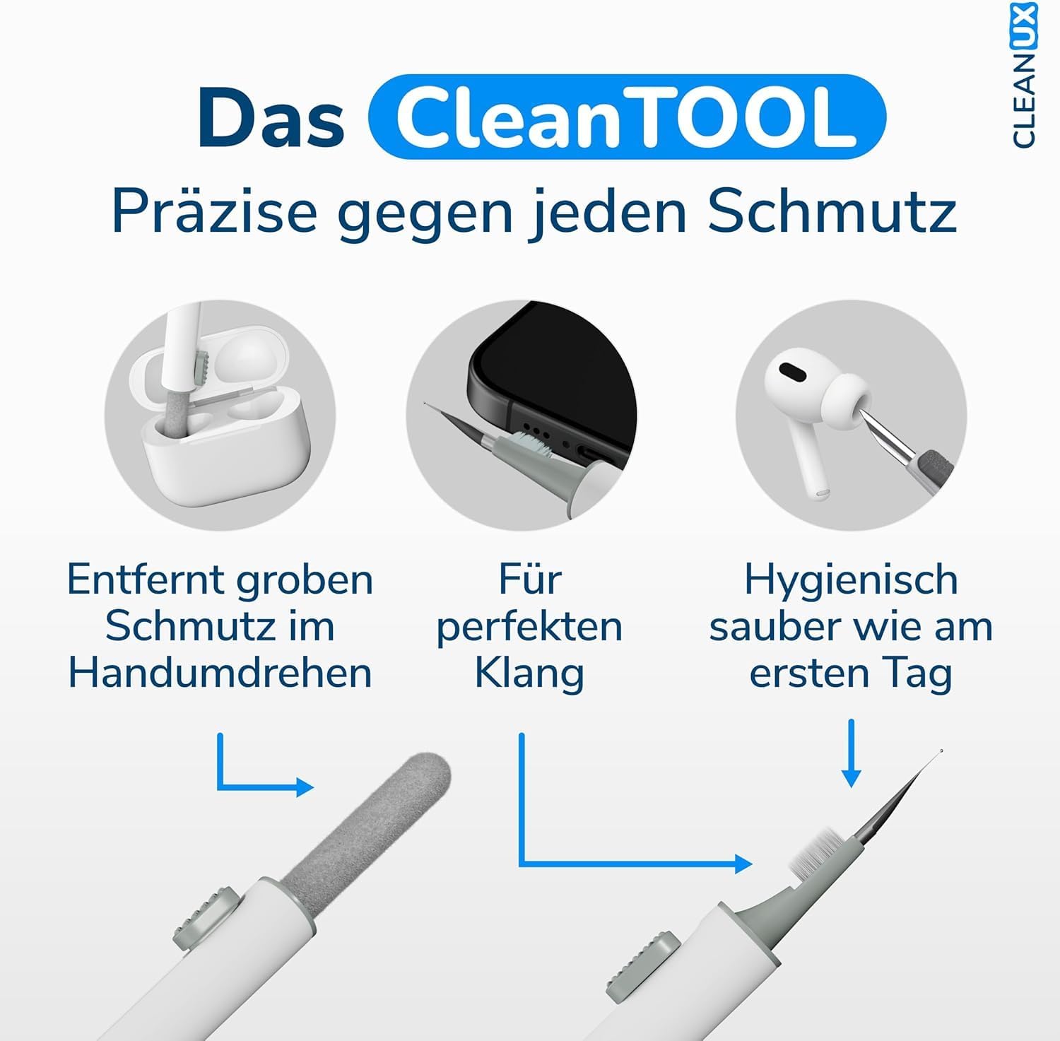 Thumbnail 3 de CLEANUX Reinigungsknete Handy Reinigungsset – iPhone-Zubehör, 60 Reinigungsknete-Portionen, Multifunktionswerkzeug & Mikrofasertuch