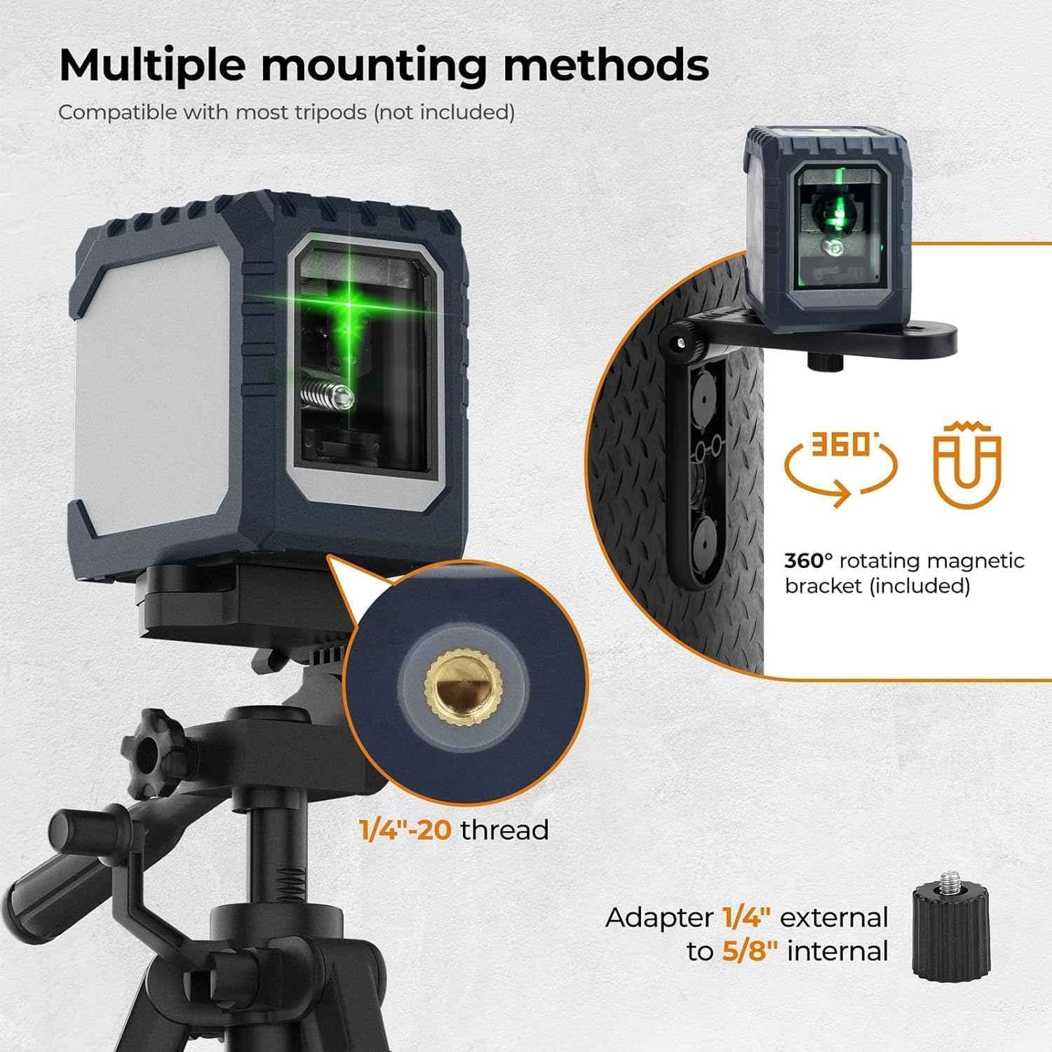 Thumbnail 6 de CIGMAN Green Laser Level: Self-Leveling Cross Line, 30m Reach, Rechargeable Battery