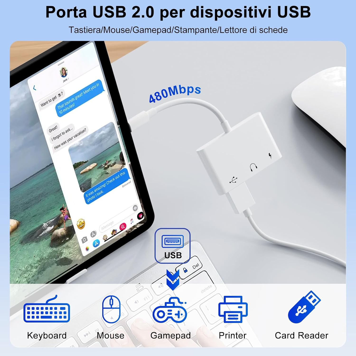 Detalle de LXJADAP USB C audio 3 in 1 60 W