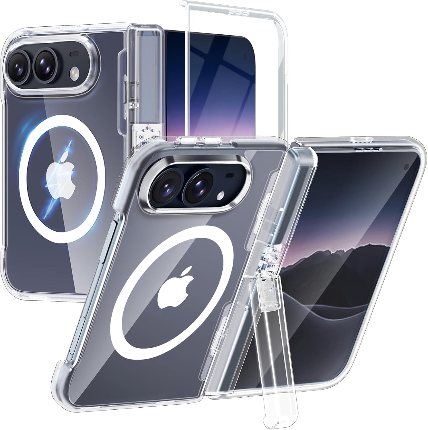 Detalle de H HUALELE Magnetic iPhone Duo Case with Kickstand, Hinge and Screen Protection