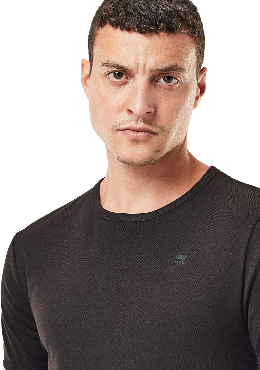 Detalle de G-Star Herren Base-S T-Shirt im 2er-Pack – Slim Fit, gerippter Jersey, gesticktes Branding