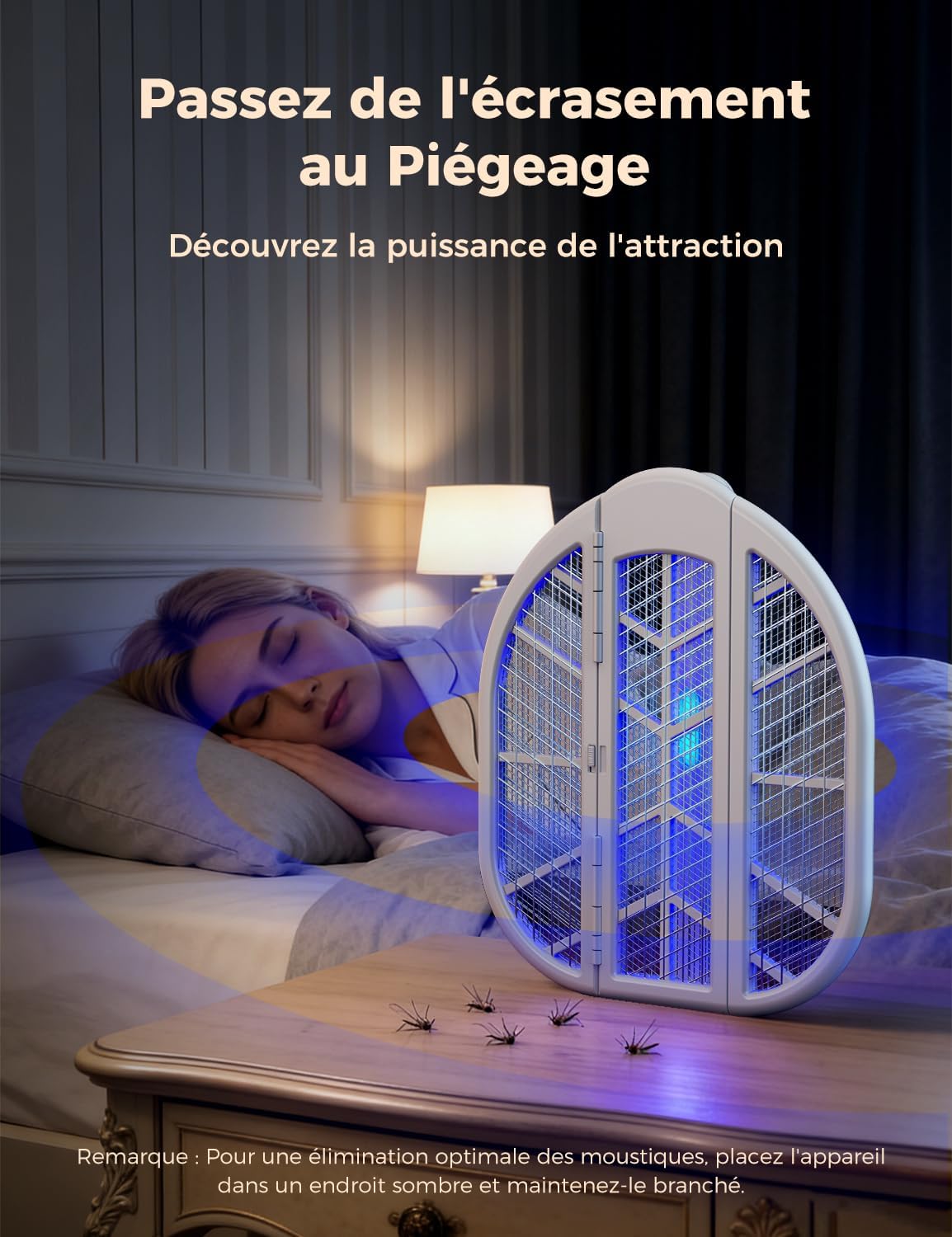Detalle de AROEVE Raquette Électrique Insectes Pliable 4000V Lumière Bleue