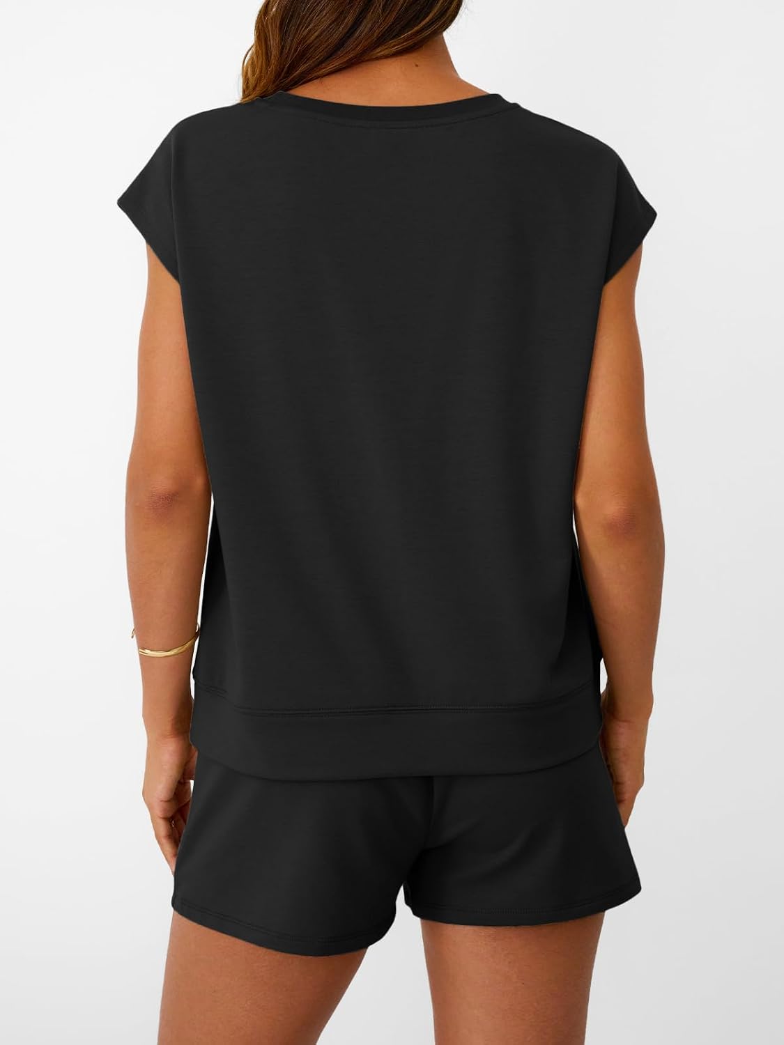 Detalle 1 de Crew Neck Cap Sleeve Set with Drawstring