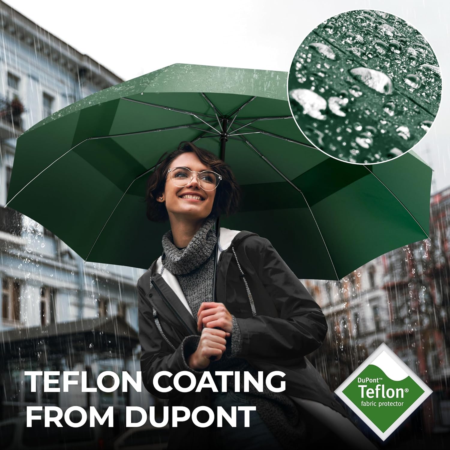 Thumbnail 3 de Wilford & Sons Umbrella Windproof Compact – double-canopy auto open/close travel brolly
