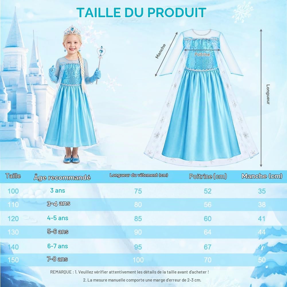 Detalle 2 de Alaoo 2844318 prinsessenkostuum voor meisjes, 9-delige set met tule