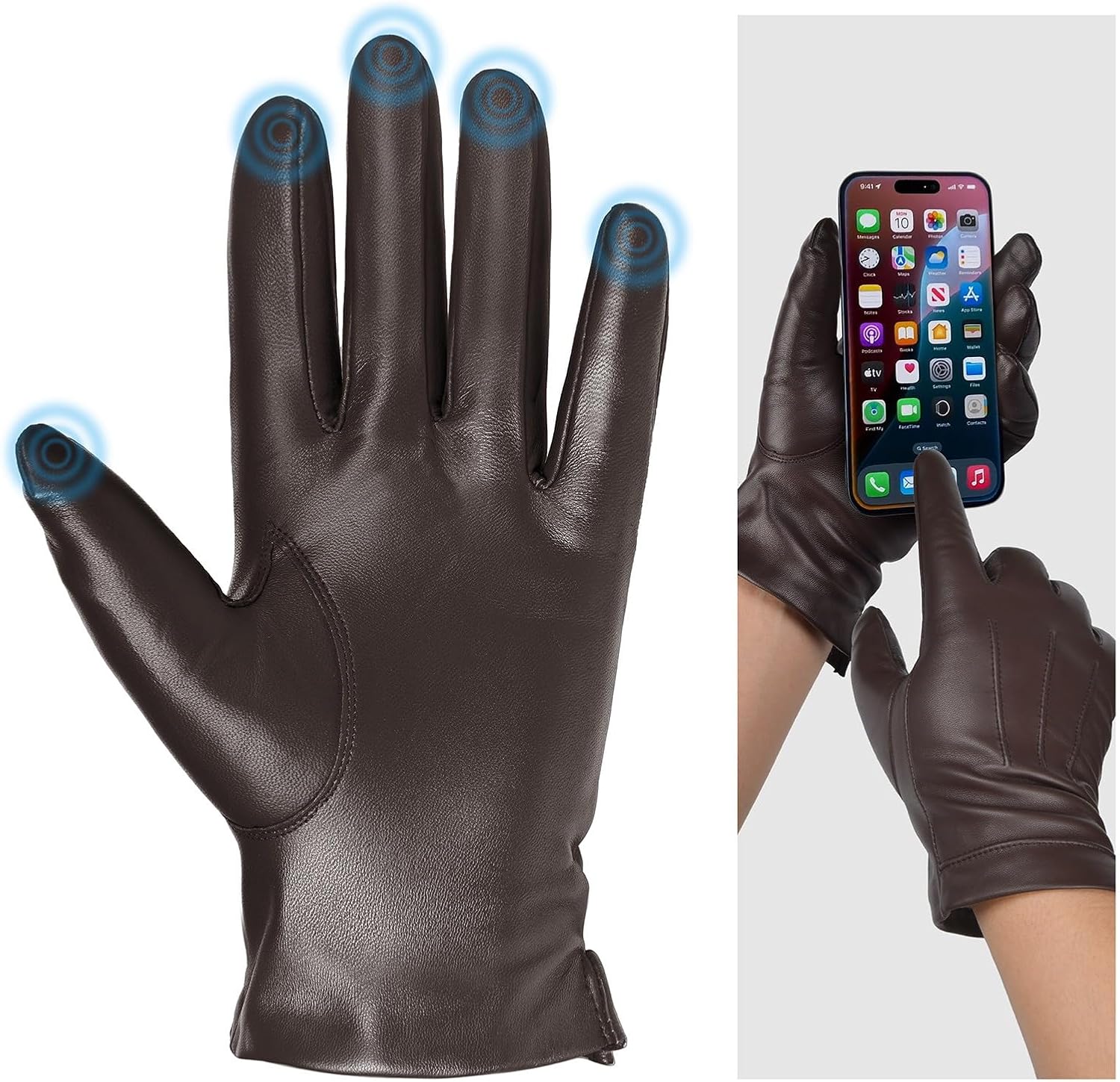 Thumbnail 1 de Harssidanzar SM052EU Guantes de cuero con cachemira