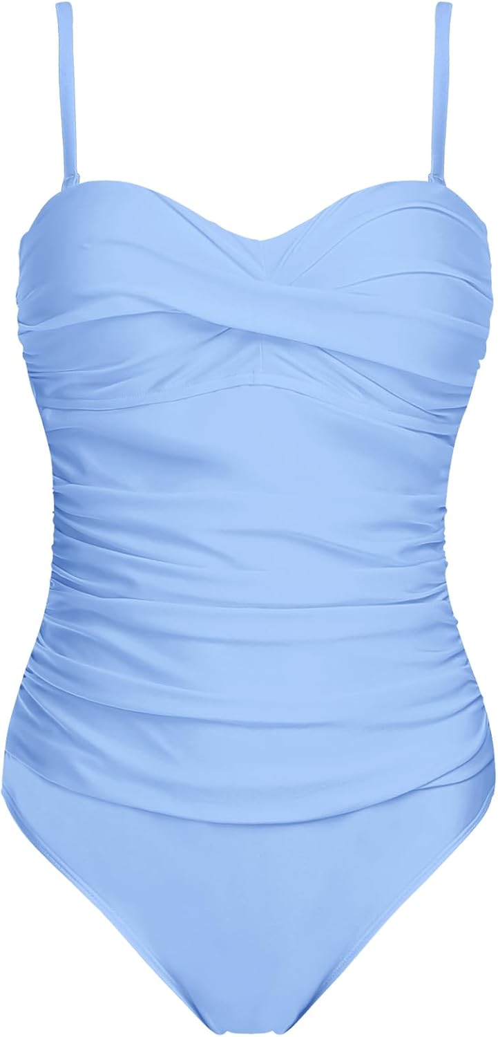 Detalle 1 de RELLECIGA Women's Tummy Control One Piece Swimsuit Bandeau Strapless Bathing Suit
