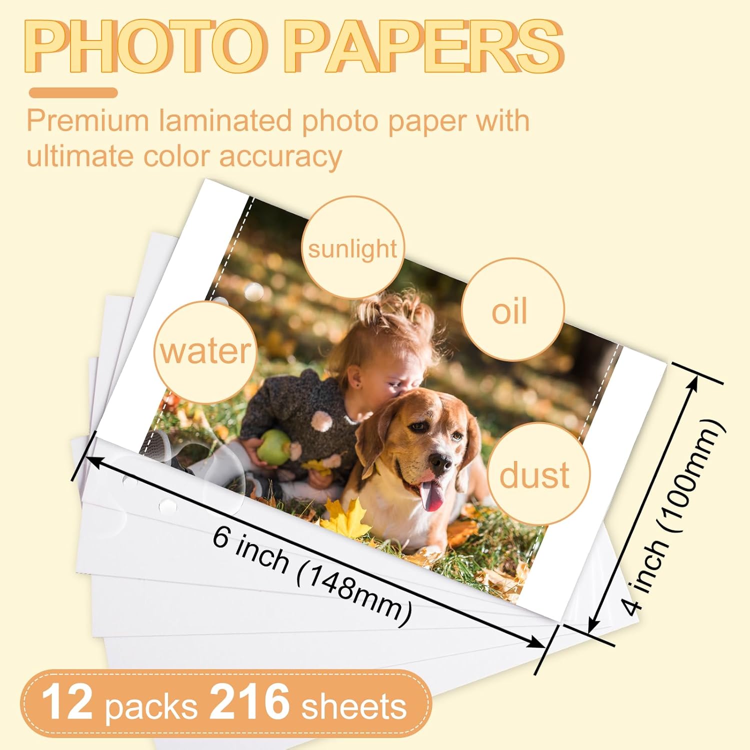 Detalle 2 de NineLeaf 2PK Ersatz für Canon Selphy CP1300/CP1500 – 216 Postkarten-Papier im Set (10x15 cm) inkl. KP-108IN Tinten