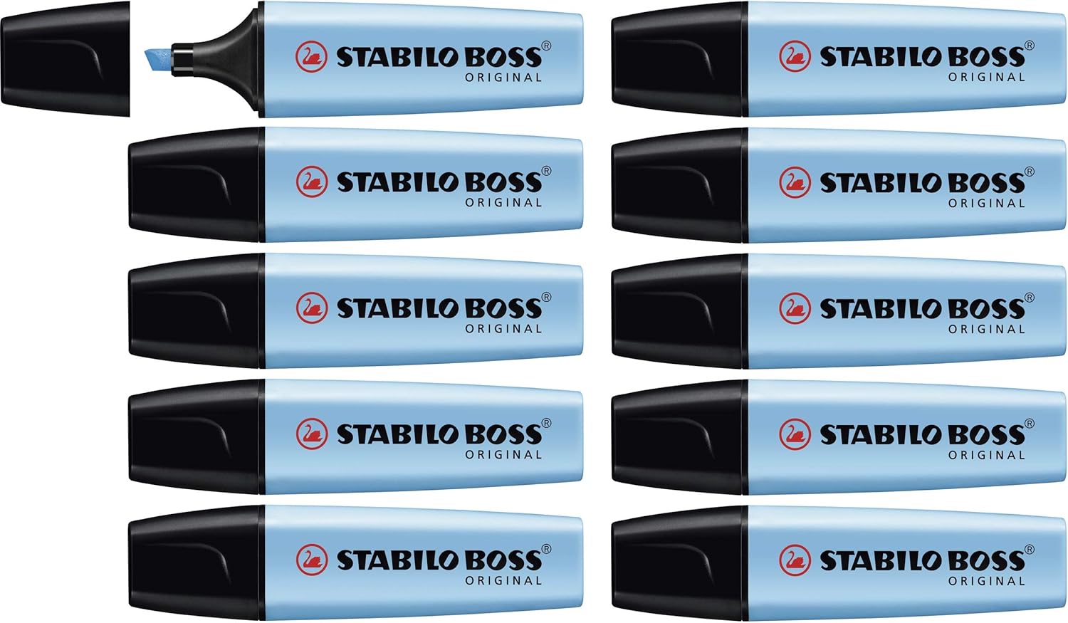 Detalle de STABILO BOSS ORIGINAL Evidenziatore Confezione da 10 Blu – Icona di qualità dal 1971