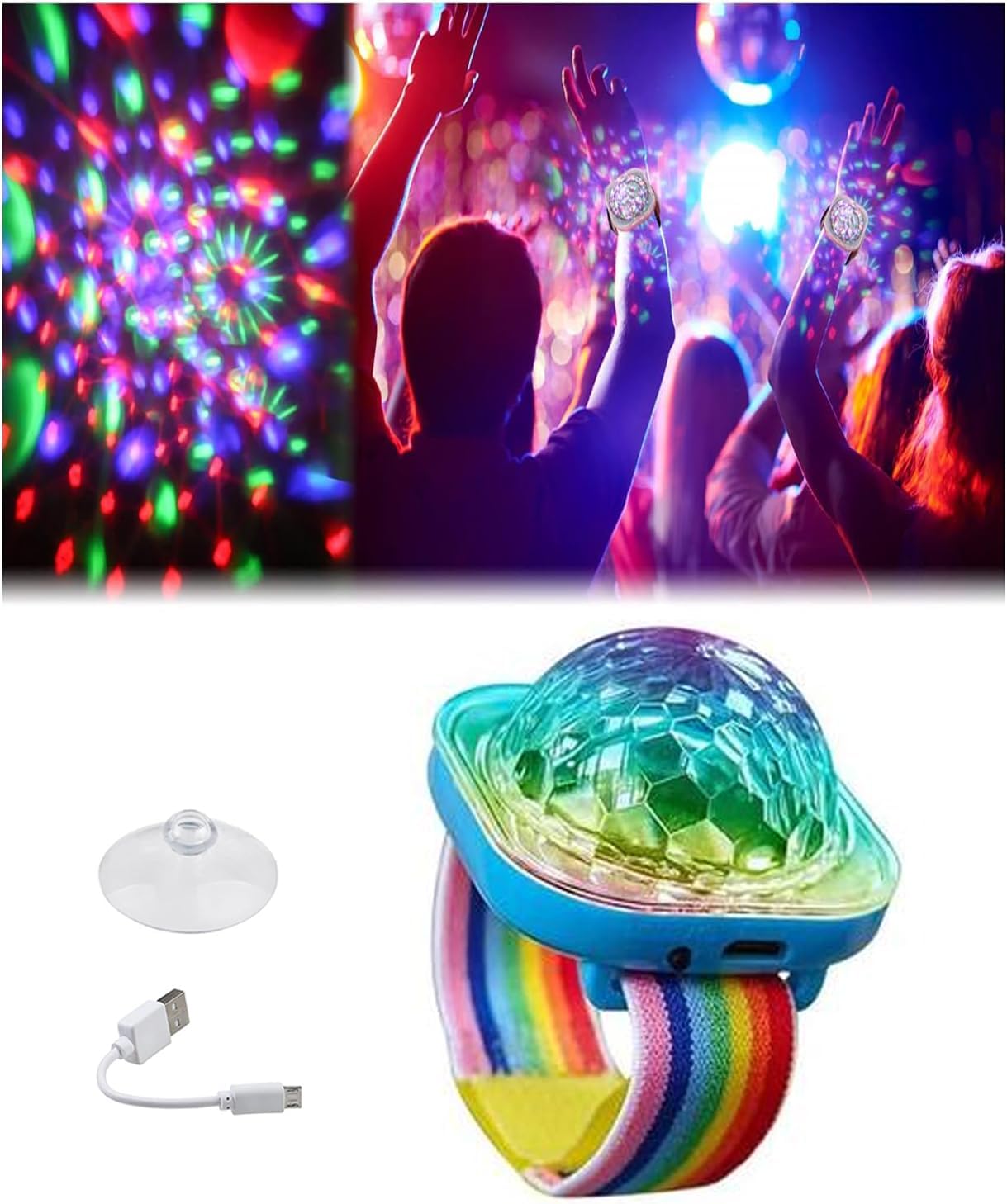 Detalle de Magic Ball Light Mini LED Party Light with Wristband, Suction Cup and 5 Modes