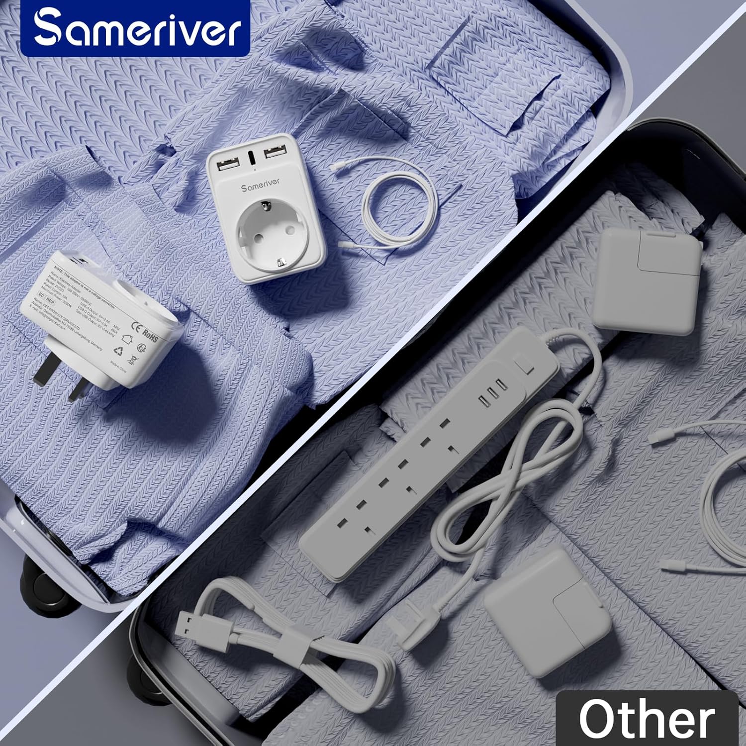Detalle 2 de Reiseadapter UK Typ G mit 2×USB + USB‑C