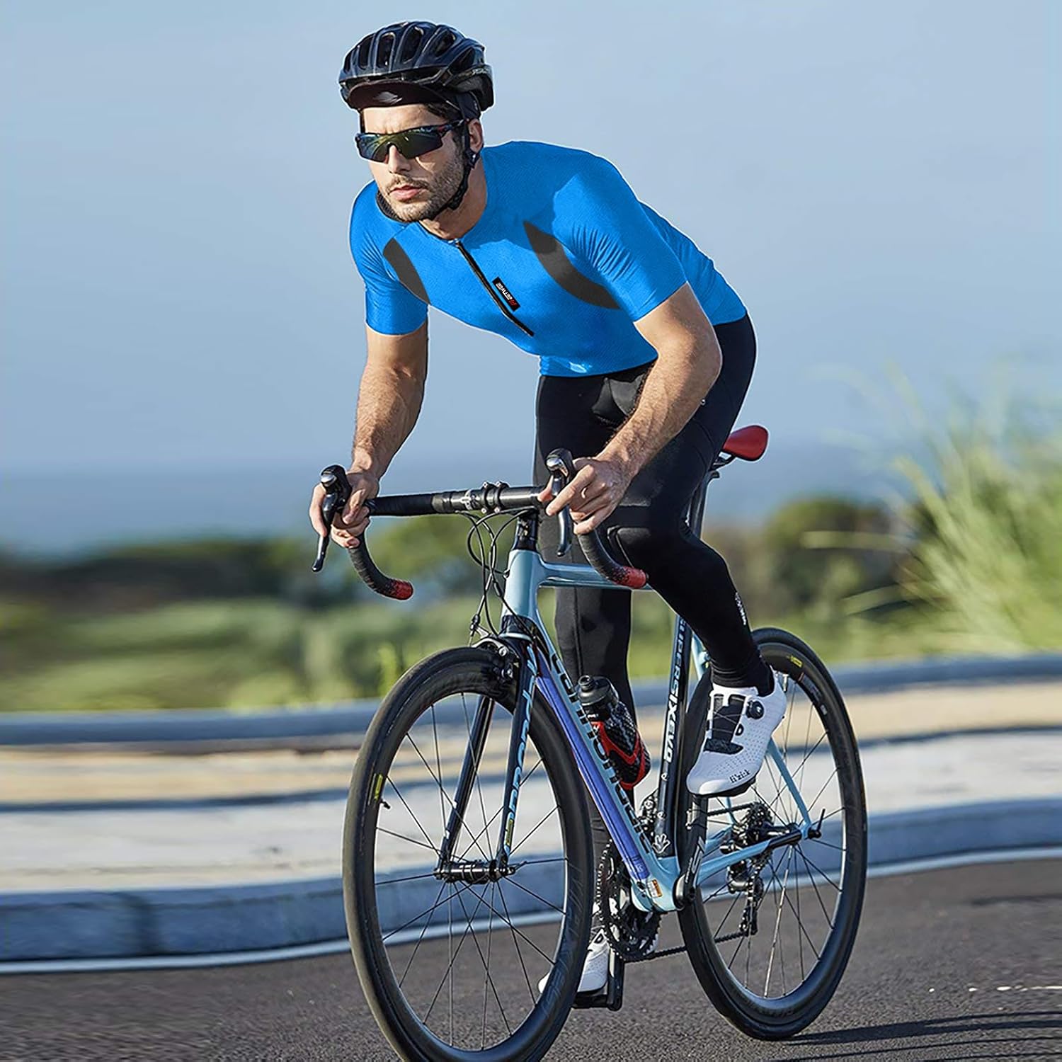 Detalle de MEETWEE magliette ciclismo uomo con zip e 3 tasche per MTB, strada e commuting