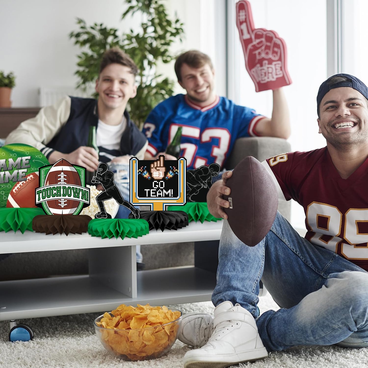 Thumbnail 6 de 10-pack Football Honeycomb Centerpieces 🎉