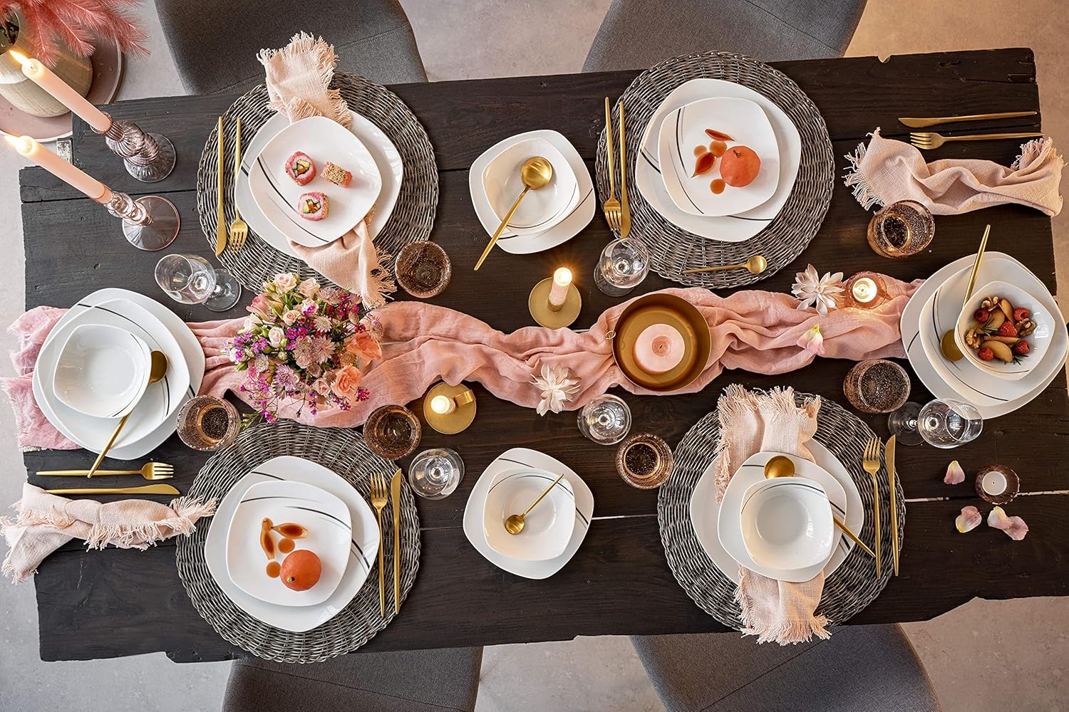 Thumbnail 1 de SÄNGER Bilgola Black Lines Kombiservice „36-teilig“ für 6 Personen – Geschirrset mit Porzellantellern und schwarzen Linien