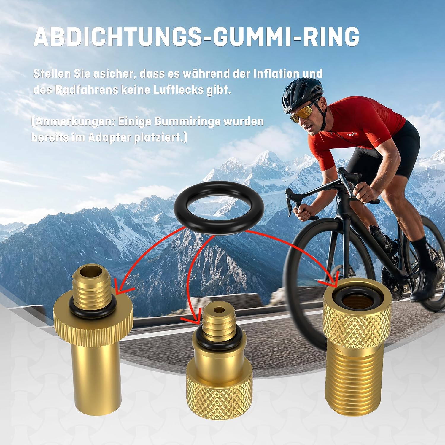 Thumbnail 6 de HENMI Fahrradventil Adapter Set – Adapter für Autoventil, französisches Ventil, Dunlop sowie Ballnadel & Luftpumpen-Adapter