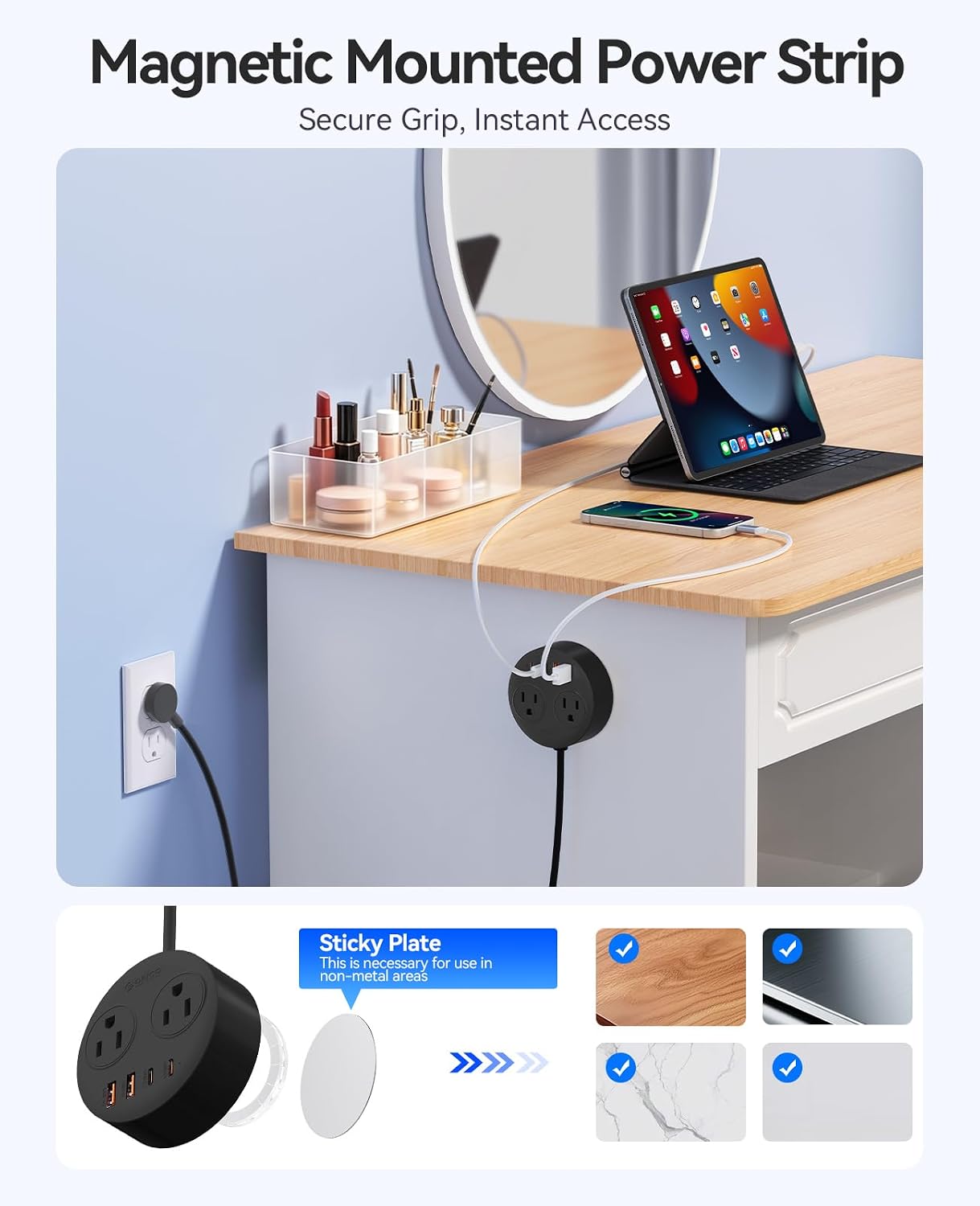 Detalle 2 de ORICO Magnetic Power Strip 10ft