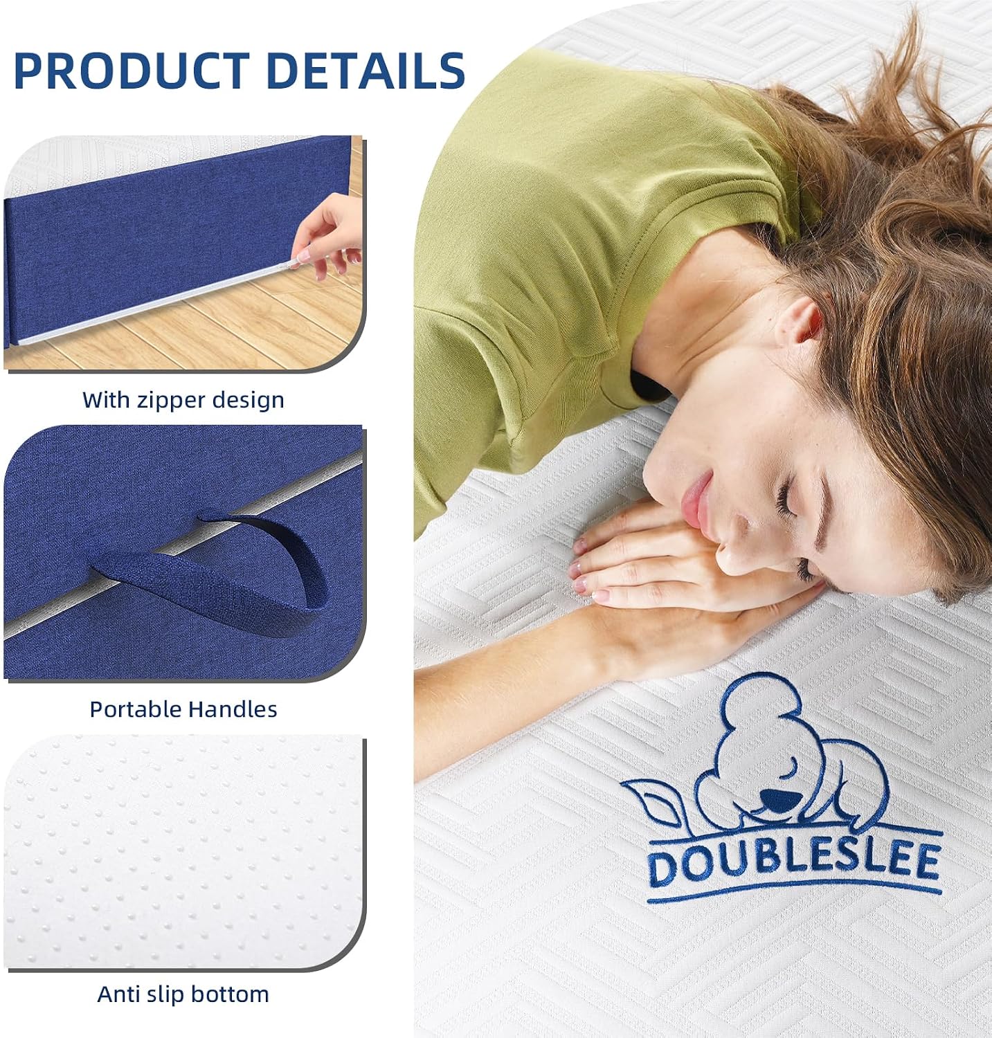 Thumbnail 6 de Doubleslee Foldable Memory Foam Double Mattress 4ft6 (135x190x15cm)