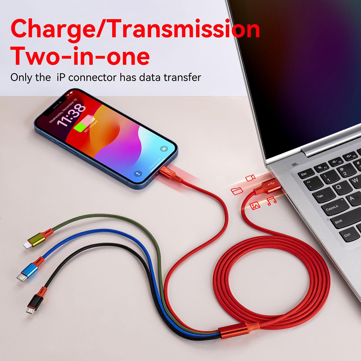 Detalle 1 de MINLU Multi USB Charging Cable 4ft