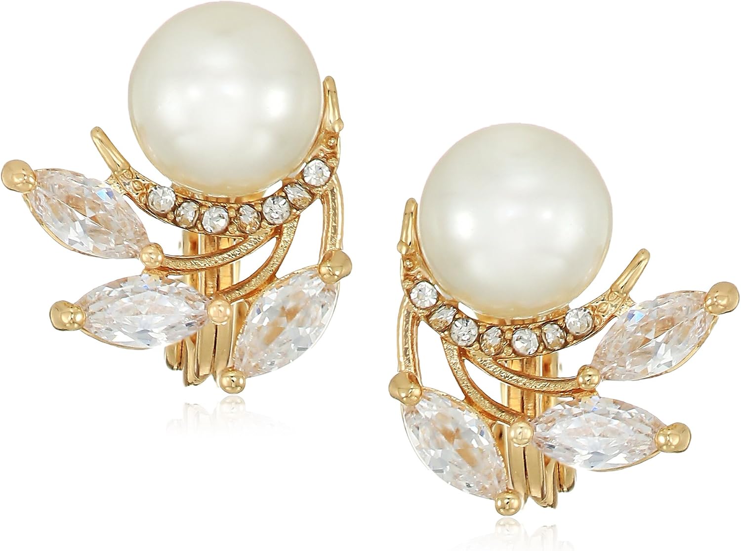 Detalle de Anne Klein Pearl Clip-On Earrings, Brass