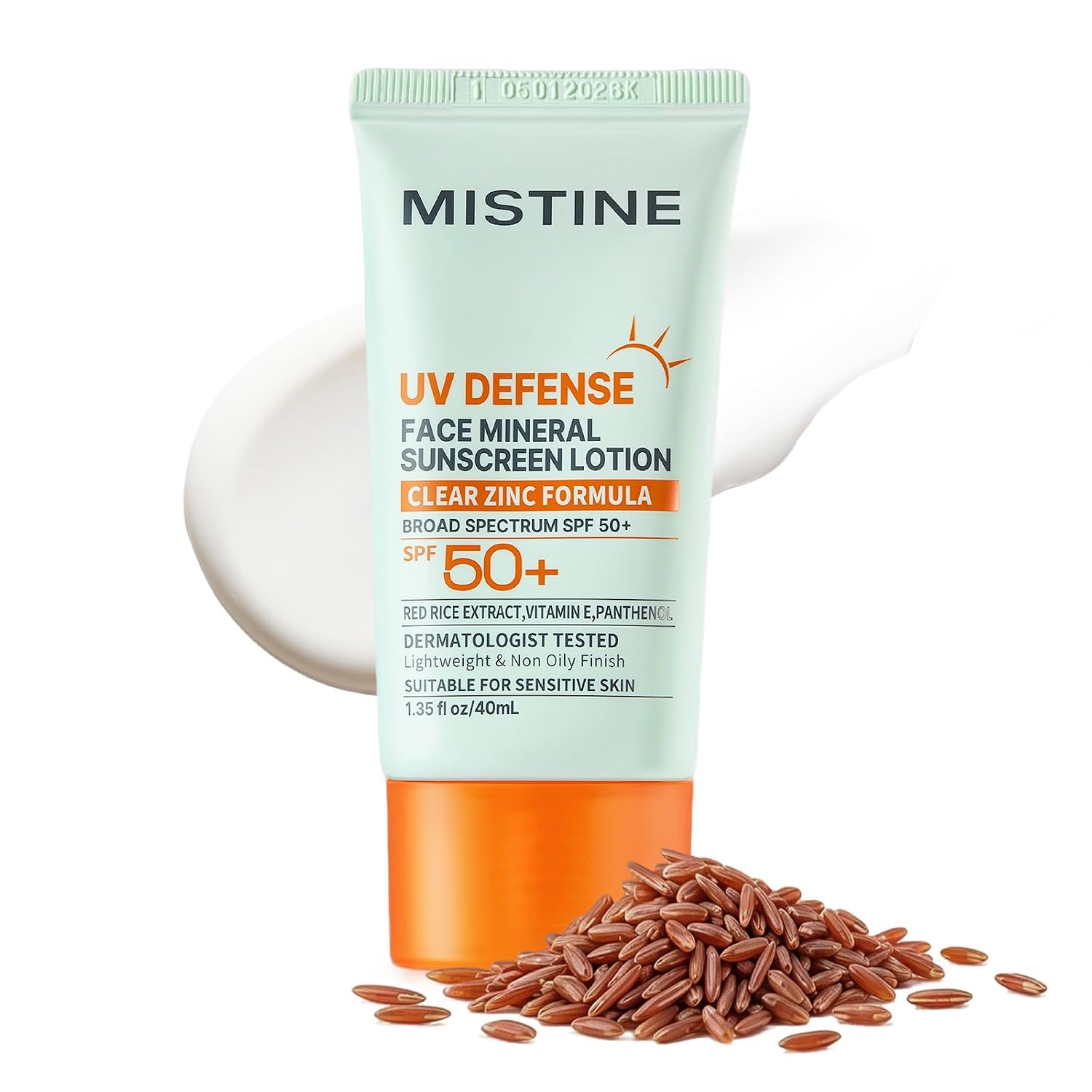 MISTINE Mineral Sunscreen Lotion SPF 50+ with No White Cast — Lightweight, Reef-Safe Zinc Oxide