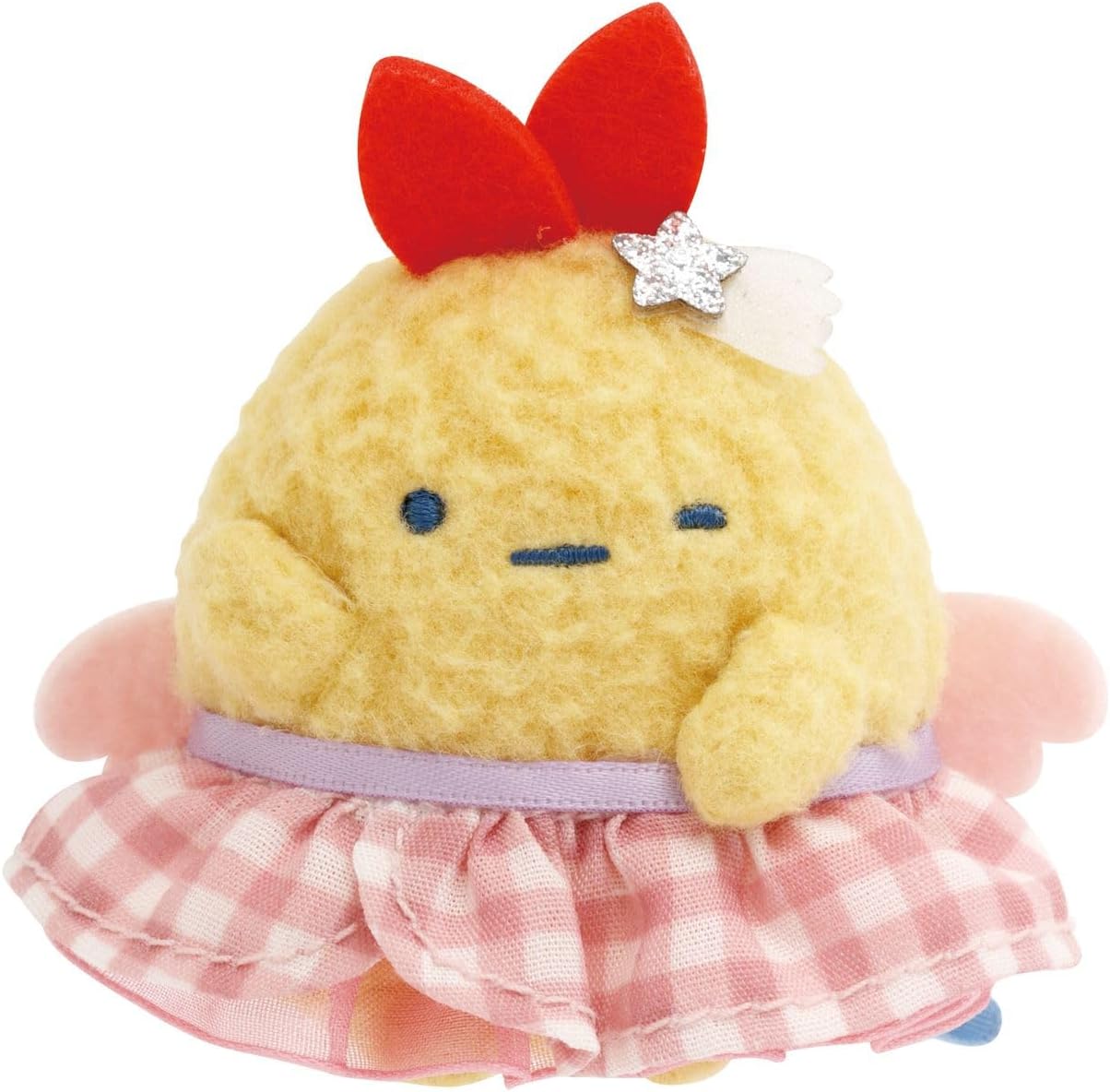 Detalle de すみっコぐらし『夢みるしっぽず』てのりぬいぐるみ とかげ|ギンガムチェック衣装・天使の羽付き
