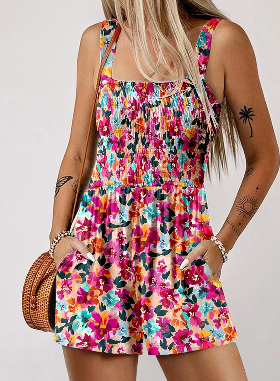 Thumbnail 1 de Dokotoo Women's Summer Casual Smocked Rompers — Square Neck, Sleeveless Jumpsuit