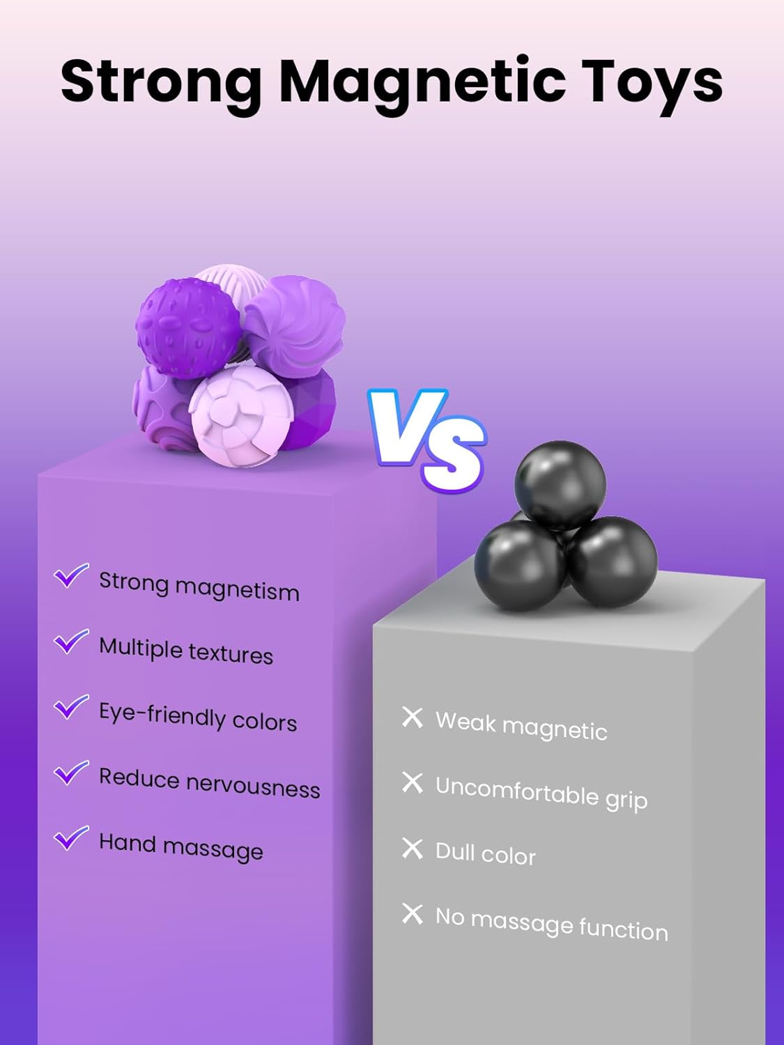 Thumbnail 6 de UZAHSK Silicone Magnetic Fidget Balls for Adults – 6Pcs (Geometric Purple)