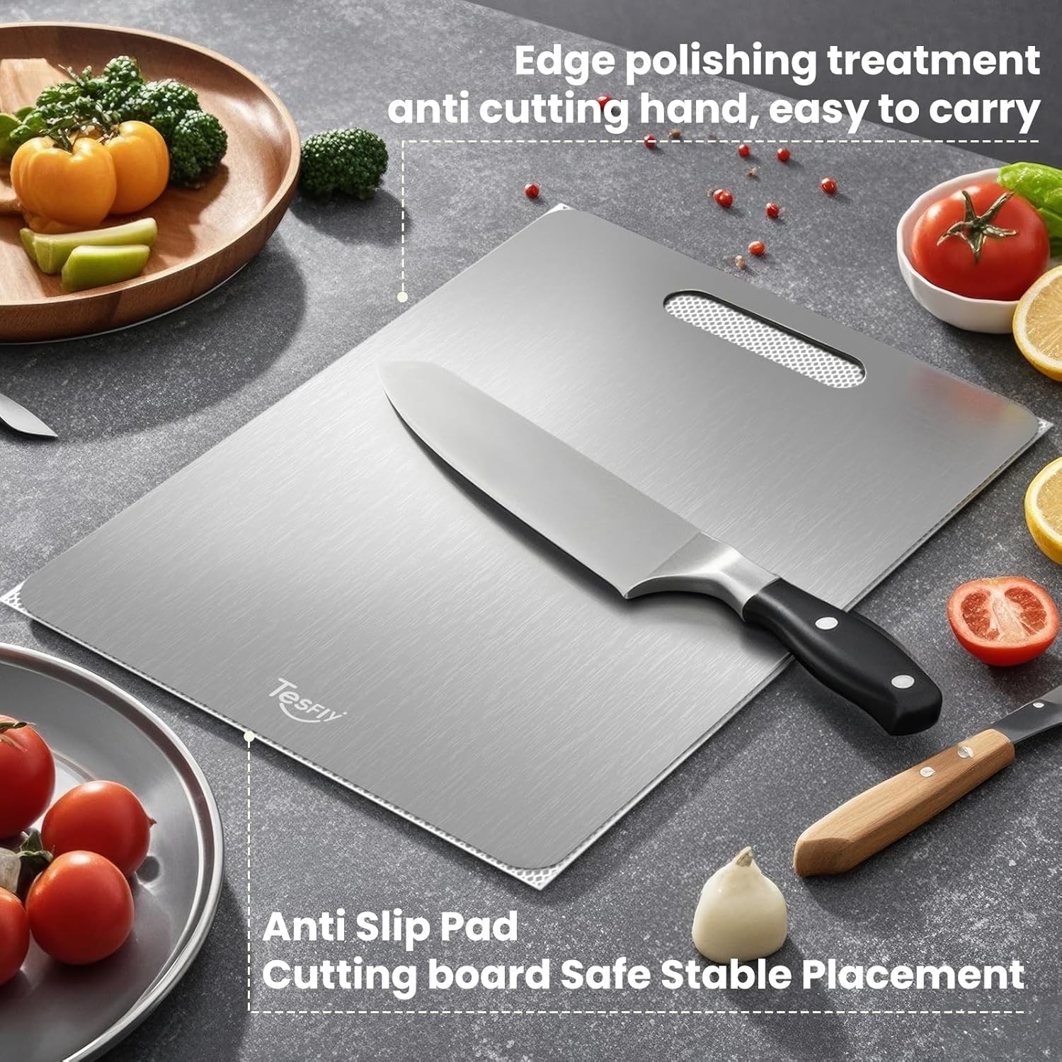 Thumbnail 4 de Titanium Cutting Board Set of 3 (M, L, XL) – 100% Pure Titanium, Double-Sided, Dishwasher Safe