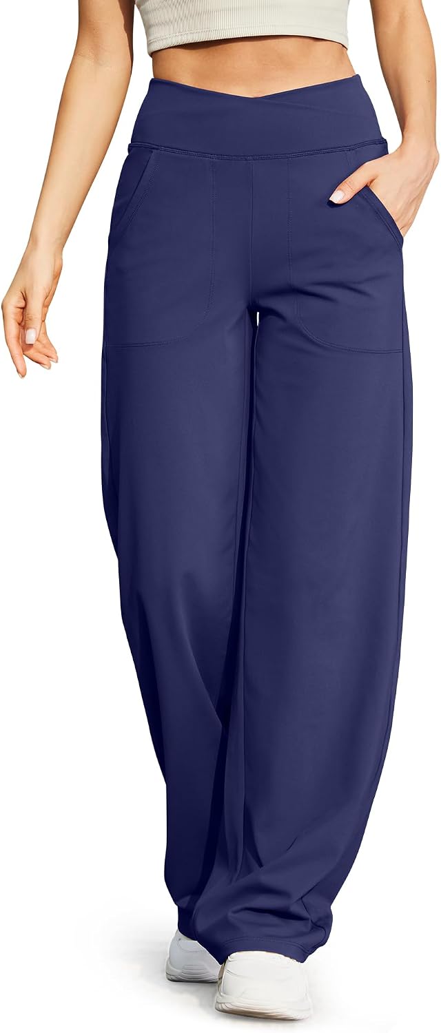 Thumbnail 6 de G4Free Women’s Wide Leg Yoga Pants with Pockets – High Waist, Cross Waist Design (Petite/Regular/Tall)