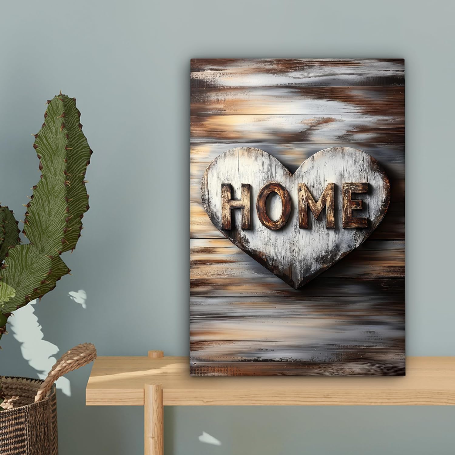 Thumbnail 6 de MuchoWow hart op canvas 20 x 30 cm, portretformaat met houten frame