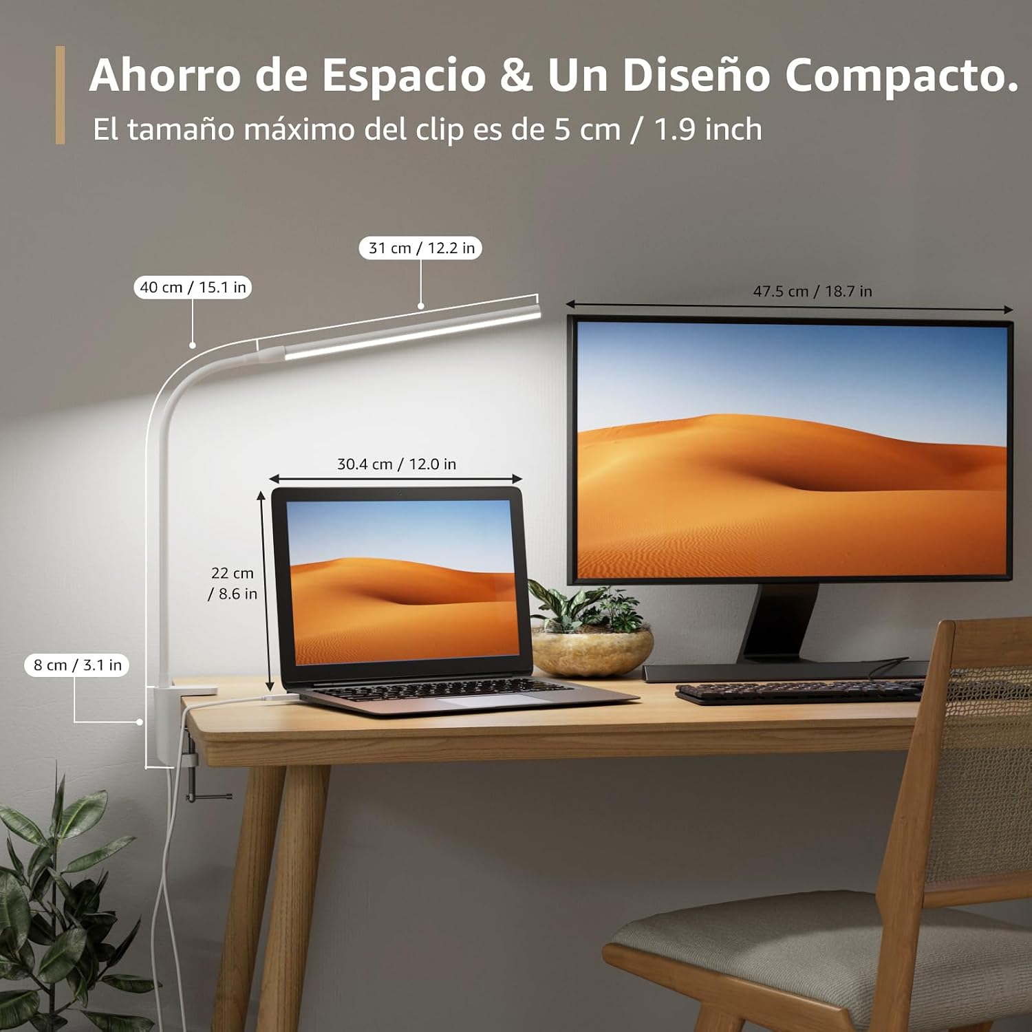 Detalle 2 de Lepro Lámpara Escritorio LED con Pinza 460LM