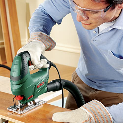 Detalle de Bosch PST 650: Sierra de calar de 500 W para curvar y trazar con seguridad en un maletín