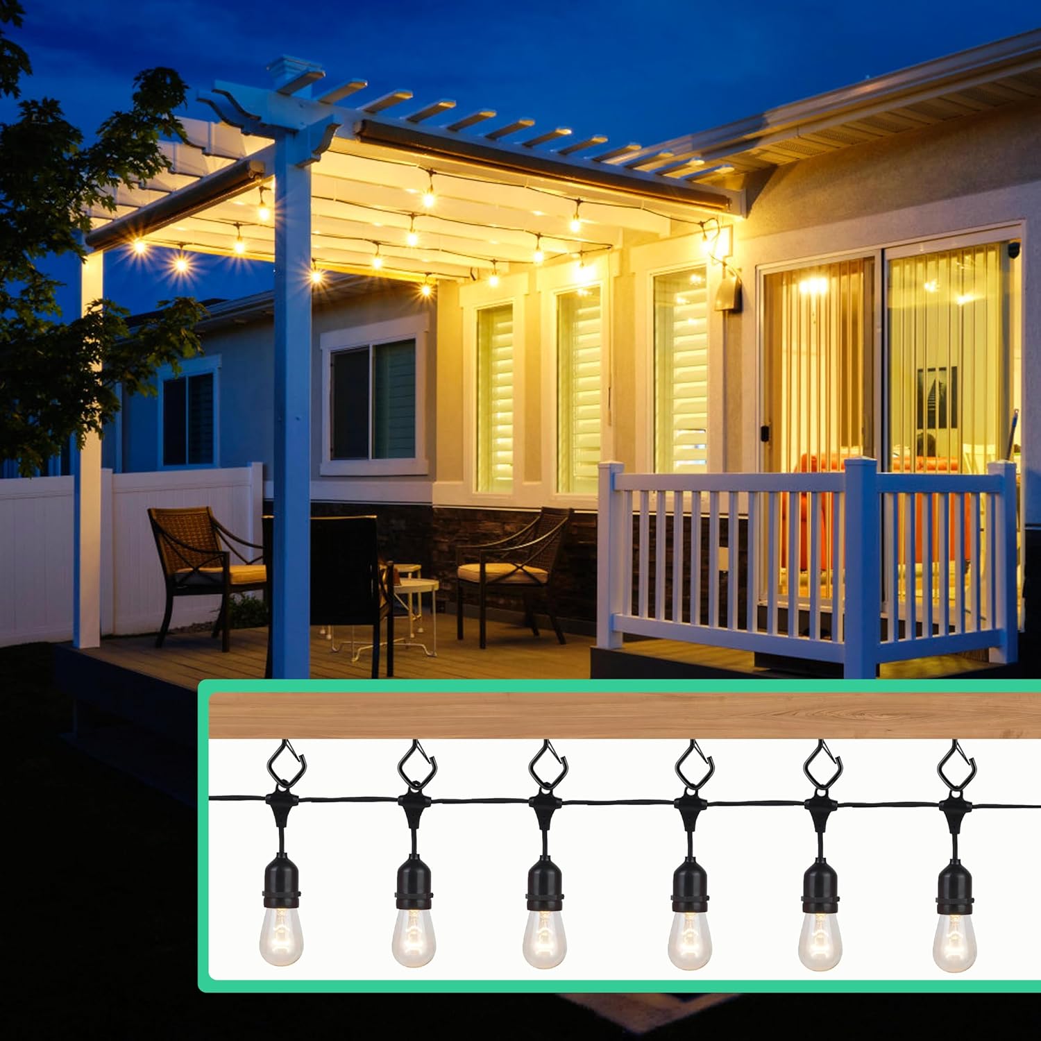 Thumbnail 1 de 30 Pcs Q-Hanger Hooks: Outdoor Screw Hook Lights with Safety Buckle, Wall/Ceiling Mount (Black) + Wind Nut Driver