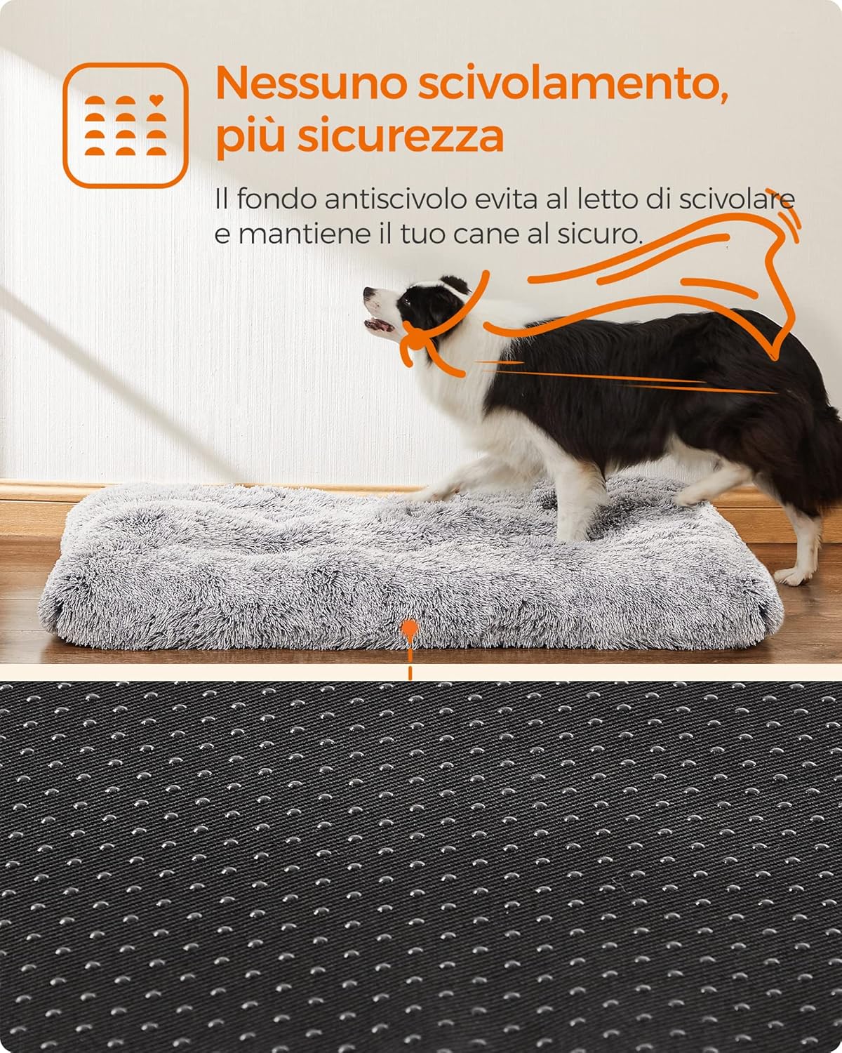 Thumbnail 4 de Feandrea Cuccia per cani in tessuto felpato grigio ombré (PGW203G01) 110 x 73 cm, tappetino morbido e lavabile