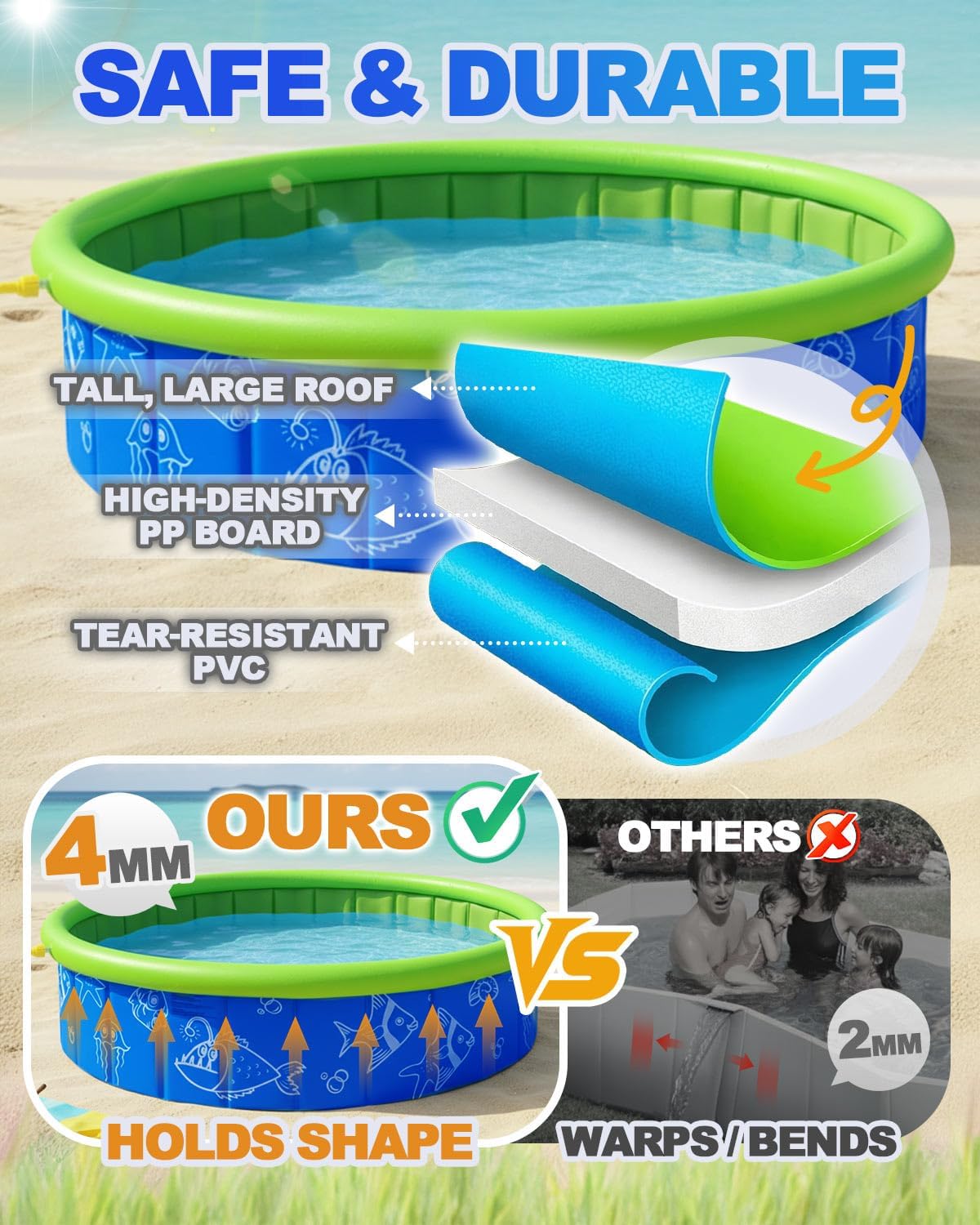 Thumbnail 3 de Olutula 2026 Foldable Kiddie Pool with Canopy – 47-Inch, 20 Ocean Balls, Portable Outdoor Shade
