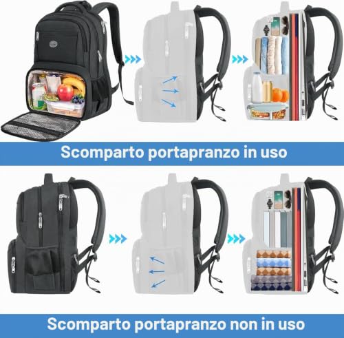 Detalle de MATEIN Zaino porta PC termico da 18 pollici, multitasche e idrorepellente