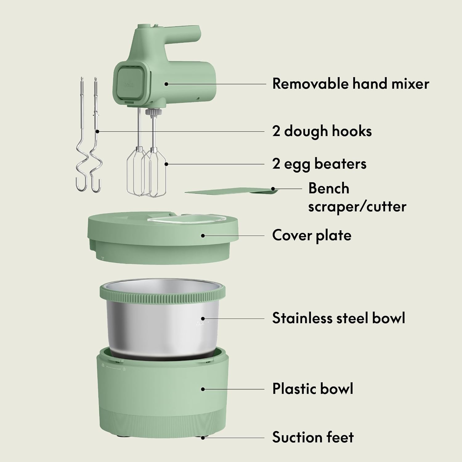 Thumbnail 1 de bella 3.5 Qt Hand & Stand Mixer with Bowl — 2-in-1 Electric Mixer, 200W, Seaglass