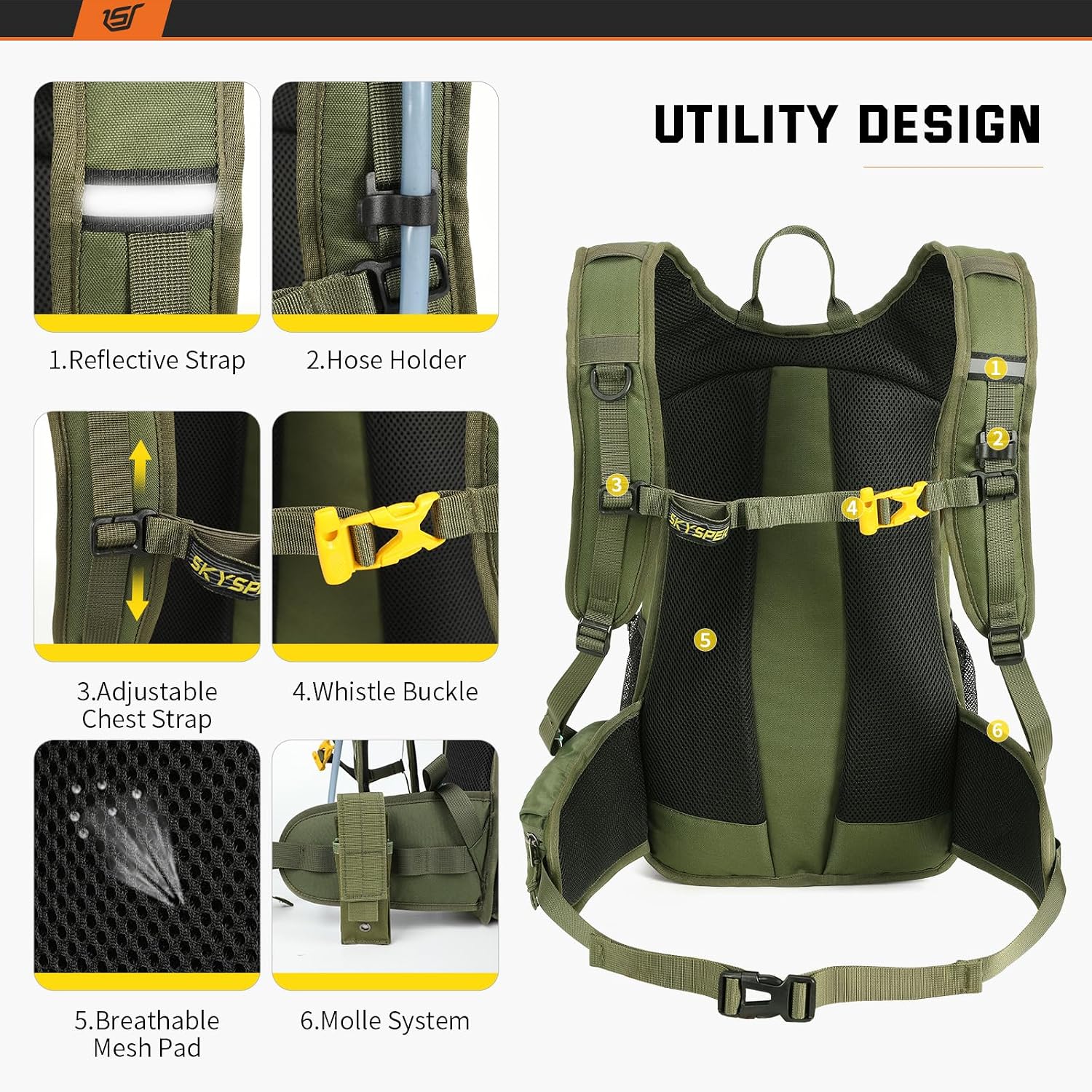 Detalle de SKYSPER Cycling Backpack 20L: Lightweight, versatile daypack for biking and outdoor adventures
