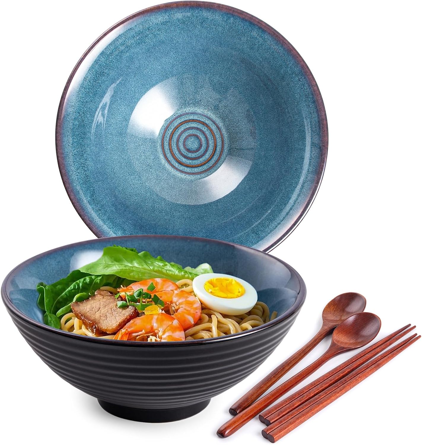 Detalle de Auanlay ramen bowl – ceramiczne miski do ramenu 1200 ml, zestaw 2